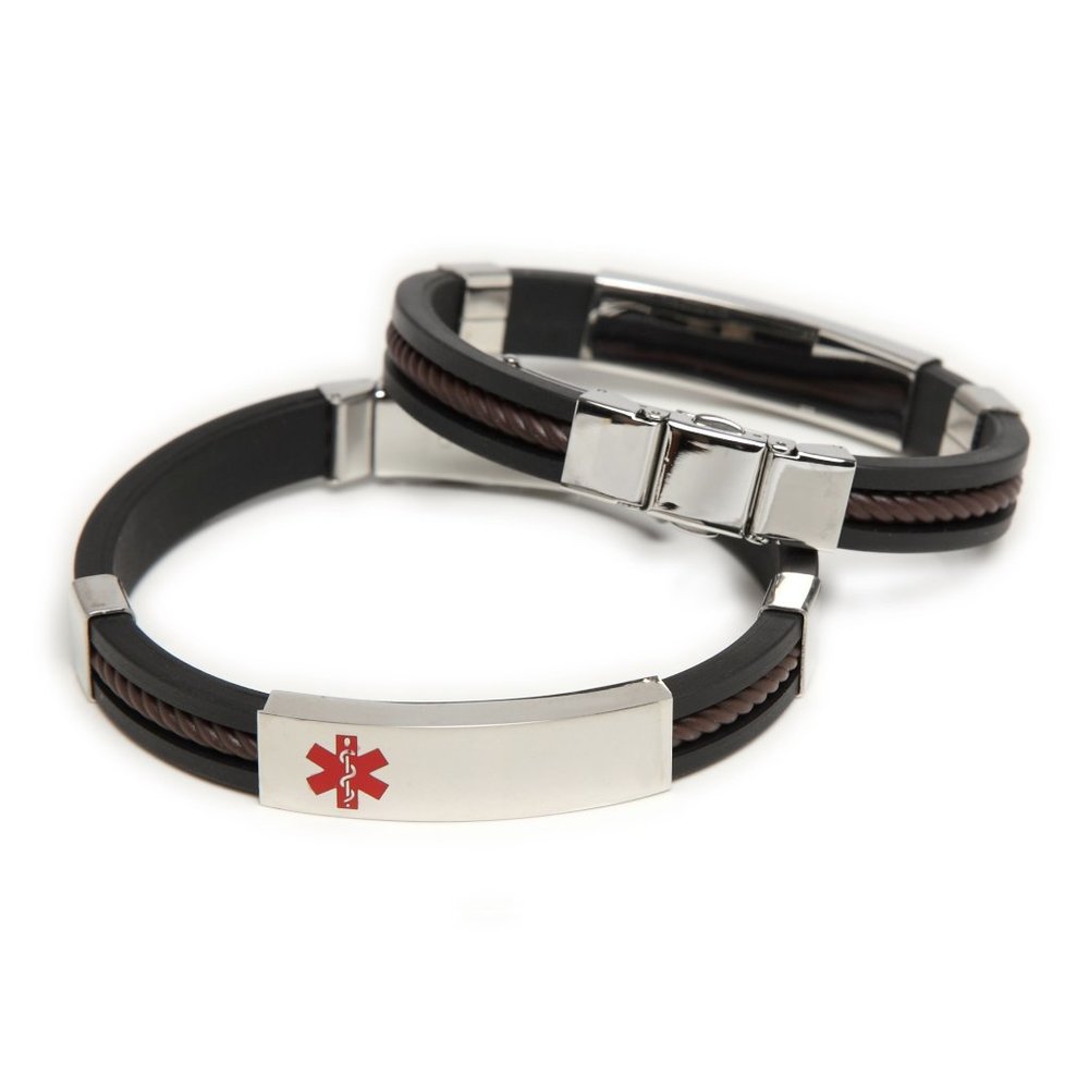 New! COUMADIN Medical ID Rubber Stainless Bracelet Unisex Style 2 Sizes